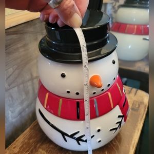 Ceramic St Nicolas square yuletide cookie jar-white/black/red